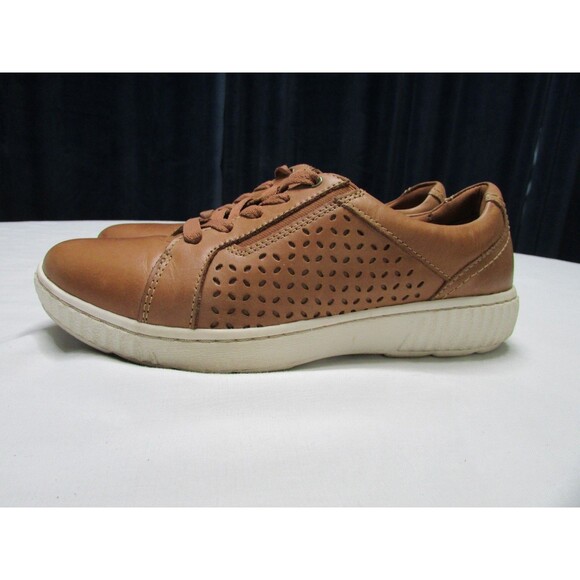 Clarks Collection Caroline Ella Leather Women's Sneakers Cognac Brown Size 8 - Picture 3 of 7